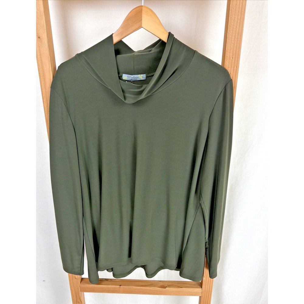 NWT Chalet Olive Green Alex Top Mock Turtleneck #0836 1X MADE USA